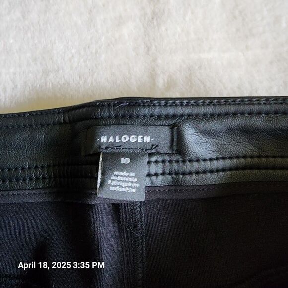 Halogen Women's 10 High Waisted 5 Pocket Straight Leg Vegan Leather Pants Black - Picture 3 of 10